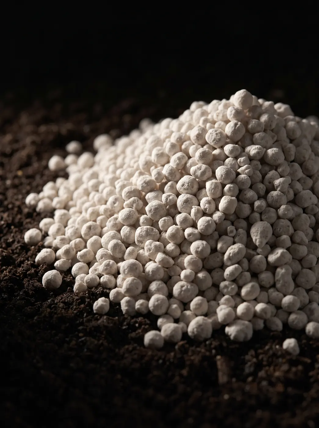 Tas de perles d’engrais blanches